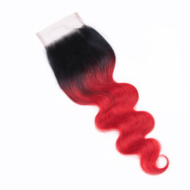 Chine vrais cheveux humains de Vierge du corps 1B de la vague 100% de fermeture rouge de la dentelle 4x4 18 pouces fournisseur