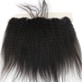 Chine Prolongements 100% droits frisés de cheveux de Remy de fermeture de la dentelle 13x4 de Yaki pour des femmes de couleur fournisseur