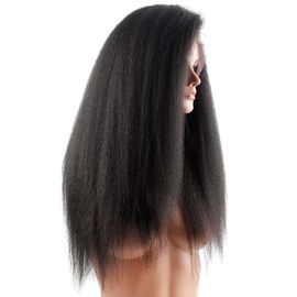 Droits frisés de Yaki de Vierge de cheveux d'avant de dentelle de perruques crues de cheveux lissent et lustre
