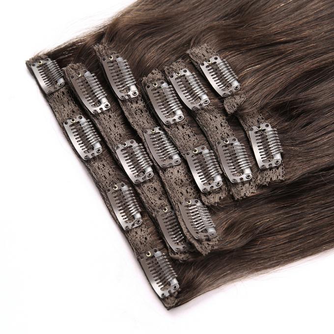 La couleur #2 peut être agrafe molle lisse soyeuse changée le design dans l'extension de cheveux de l'Europe d'extension de cheveux pour le salon de coiffure 18" 20" 22" 24"