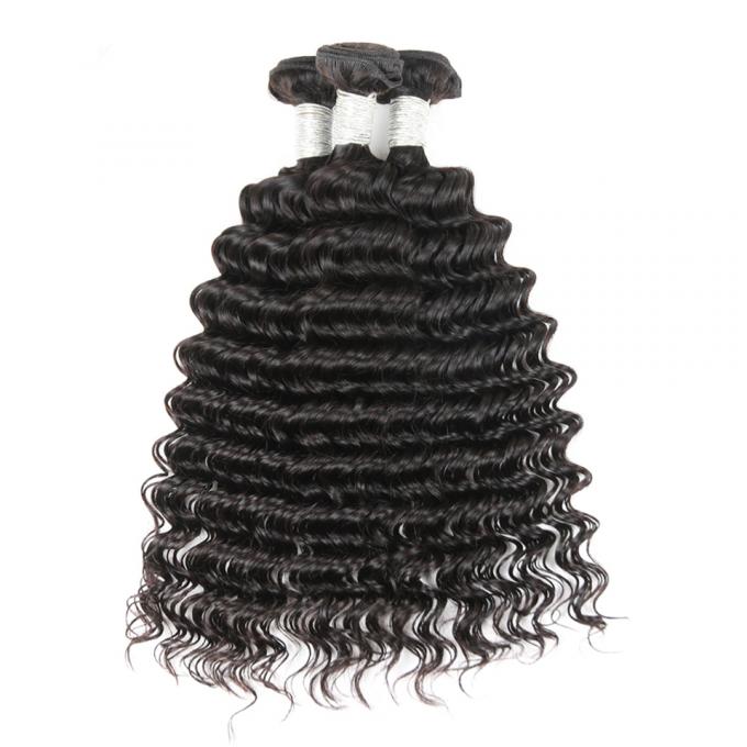 Extension 100% profonde de cheveux de vague de vrais cheveux péruviens de trame de Vierge de cheveux