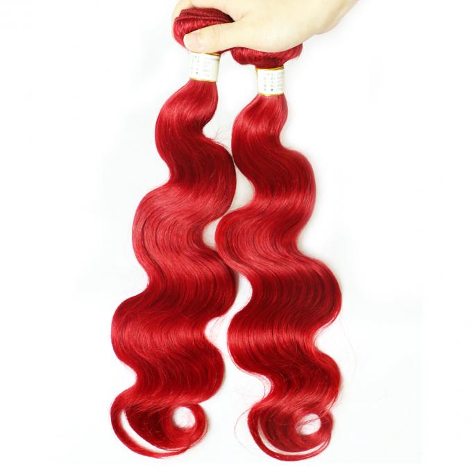 Cheveux péruviens 12" de Vierge de cheveux brésiliens de vague de corps de couleur rouge à 26" aucun rejet
