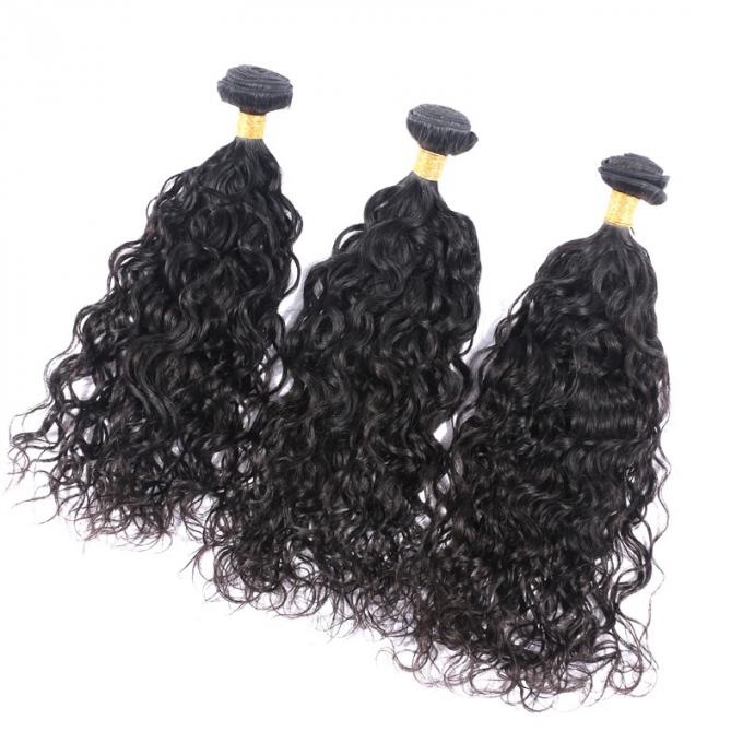 Cheveux brésiliens non-traités de vague d'eau 100, paquets noirs naturels de cheveux bouclés 