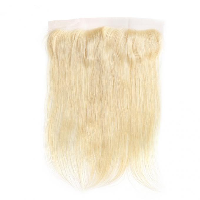 Oreille à la couleur naturelle de cheveux droits de Vierge de cheveux blonds de fermeture de dentelle de l'oreille 13x4