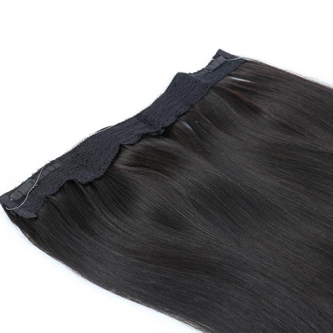 Secousse dans la dentelle noire réglée d'une seule pièce d'extension de cheveux de halo avec l'agrafe de fil de poissons dans l'extension de cheveux