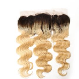 Colorez les cheveux brésiliens 13inch de la couleur 1B/613 mélangés par Ombre par l'oreille 4inch à la fermeture de bandeau de dentelle d'oreille fournisseur