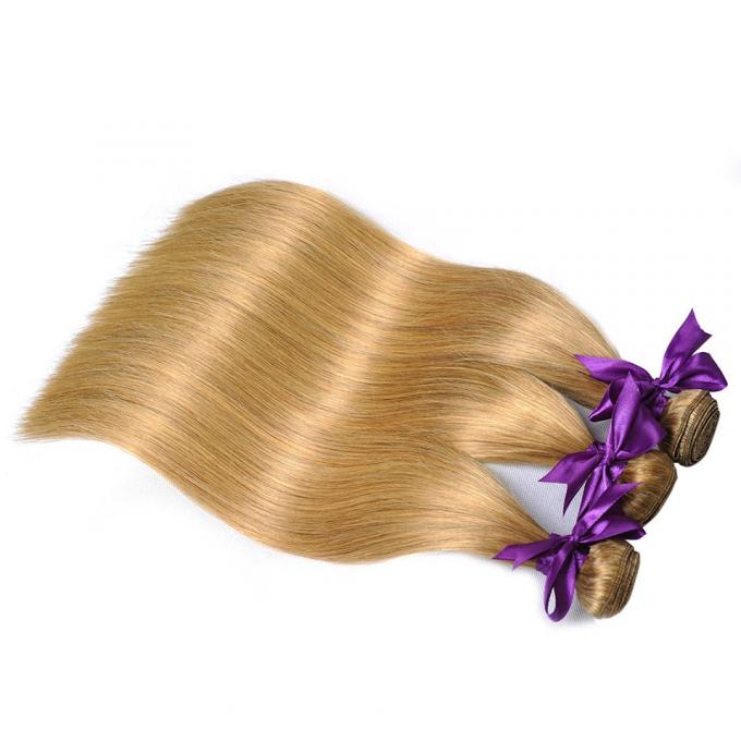 Extension droite colorée de cheveux de Vierge de la couleur #27 de trame d'armure de cheveux d'Ombre de Brésilien